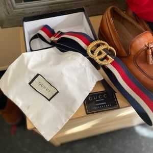 Authentic Gucci Double G Red White and Blue Belt!